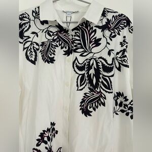 Chico's White and Black Floral Top